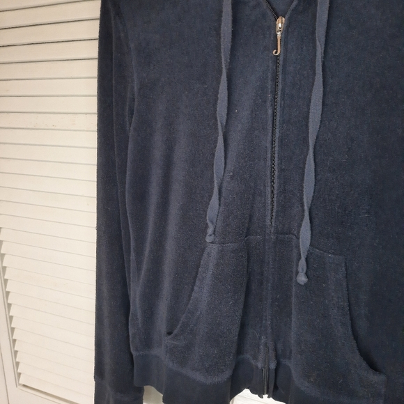 Juicy Couture Navy Blue Velour Hoodie Jacket Medium - Picture 4 of 12